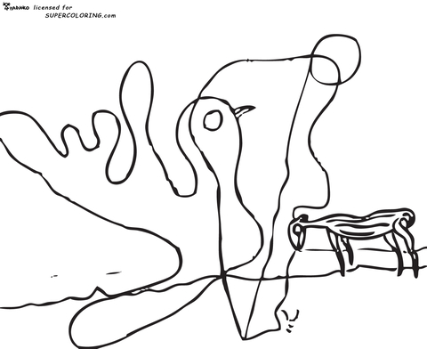 The Spectral Cow By Salvador Dali  Coloring Page